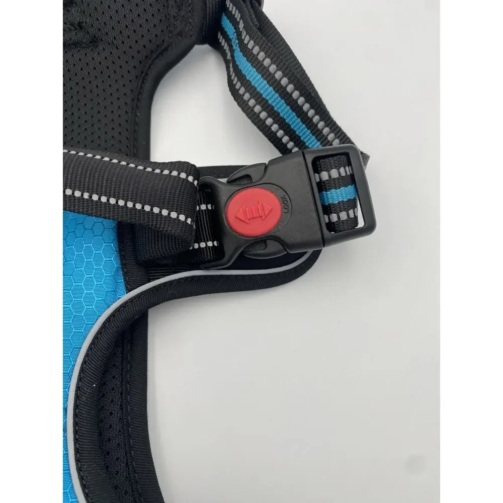 tobeRI Blue/Black Mesh Adjustable Soft Vest Dog Harness, Size L